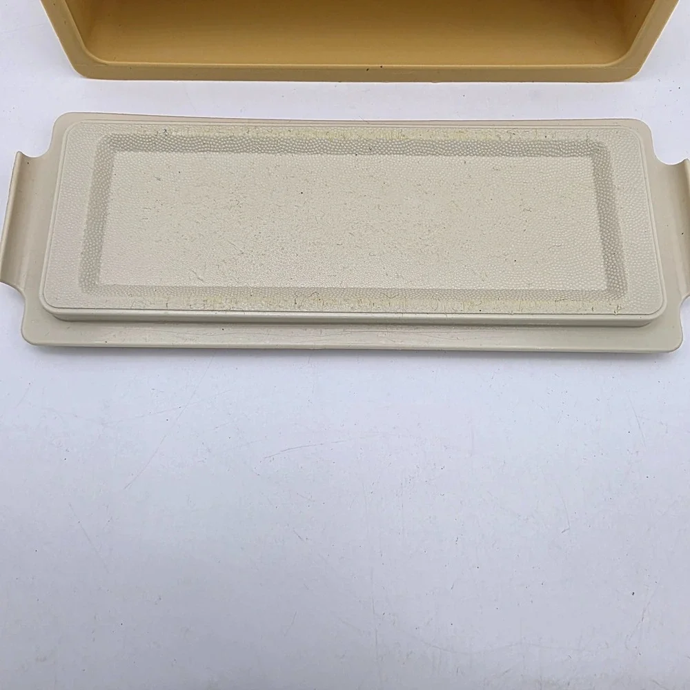Vintage TUPPERWARE Single‎ Stick Butter Dish Harvest Gold 637 & Almond Base 636